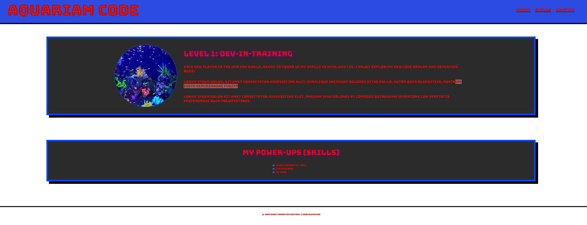 a aquariam code first project